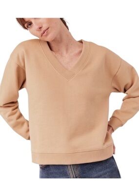 Pact Calla Courtside V-Neck Sweatshirt Light Pink Pullover Top Women's Medium M